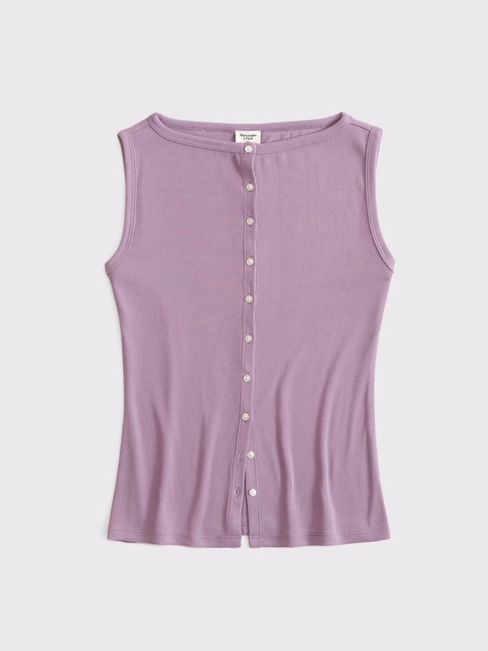 Abercrombie & Fitch Lavender Button-Front Ribbed Tank